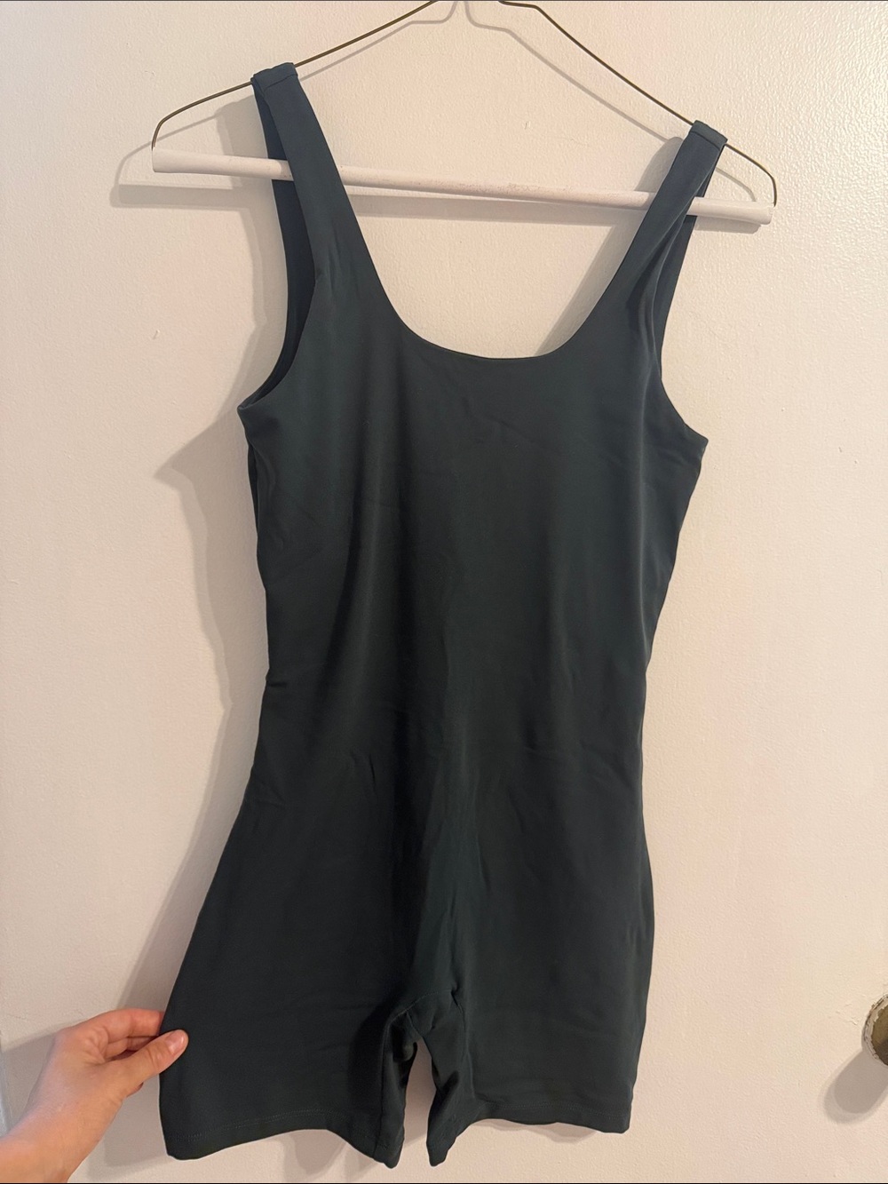 Quince Dark Green Athletic Shorts Romper
